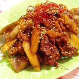 牛肉とゴボウこんにゃく甘辛煮